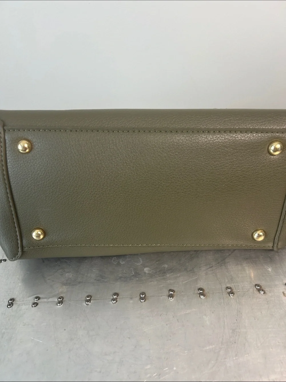 Charming Charlie Olive Satchel with Tassel and Gold Hardware